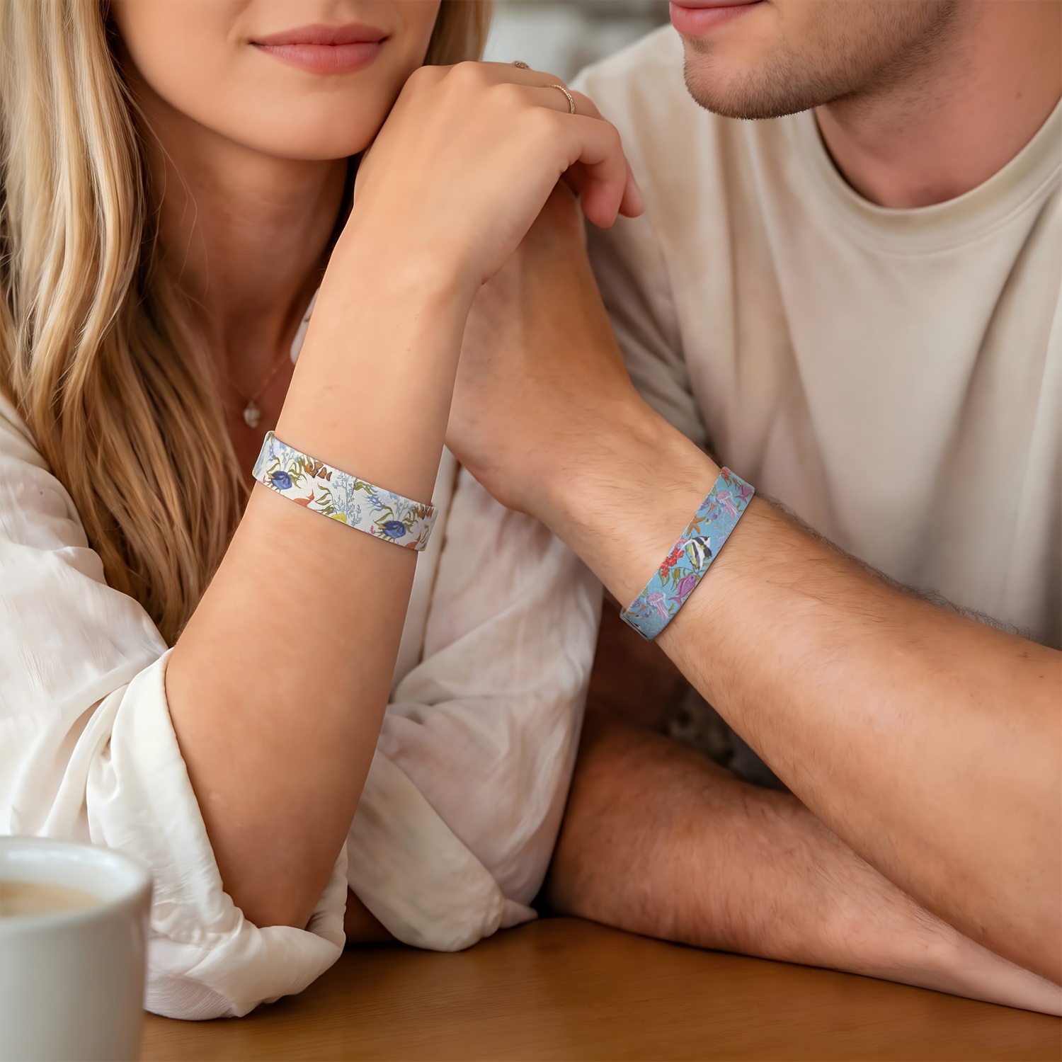 Ocean Fish Coral Print Elastic Woven Wristband